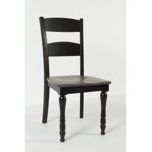 Jofran - Madison County Ladderback Dining Chair in Vintage Black (Set of 2)- 1702-401KD