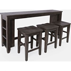 Jofran - Madison County Reclaimed Pine Console Table Set with 3 Stools - Barnwood Brown - 1700-78