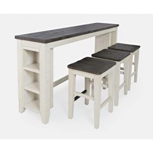 Jofran - Madison County Reclaimed Pine Console Table Set with 3 Stools - Vintage White - 1706-78