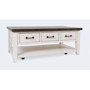 Jofran - Madison County Reclaimed Pine Harris 3 Drawer Cocktail Table - Vintage White - 1706-11