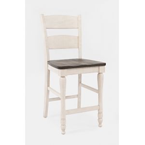 Jofran - Madison County Reclaimed Pine Ladderback Counter Stool (Set of 2) - Vintage White - 1706-BS401KD