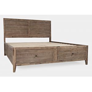 Jofran - Maxton Contemporary Coastal Distressed Acacia Queen Size Bed with Storage Drawers - 2152-QHB-QSFB-QRS