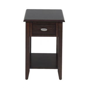 Jofran - Merlot Chairside Table W/Bookmatch Inlay, Quarter Round Edge And Oval Brushed Nickle Hardware - 1030-7