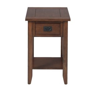 Jofran - Mission Oak Chairside Table W/Picture Framed Top And Black Mission Hardware - 1032-7