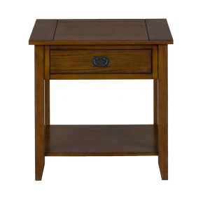 Jofran - Mission Oak End Table W/One Drawer, One Shelf And Black Mission Hardware - 1032-3