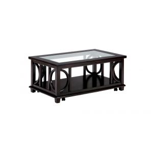 Jofran - Panama Brown Contemporary Wood and Glass Coffee Table - 966-1