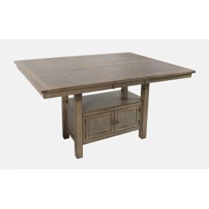 Jofran - Prescott Park 74'' Storage Dining Table with Tile Inlay - Weathered Oak - 1936-74TBKT