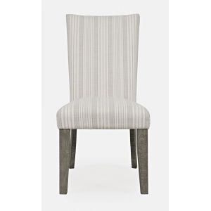 Jofran - Telluride Contemporary Rustic Pine Parsons Striped Upholstery Dining Chair (Set of 2) Driftwood Grey - 2231-405KD
