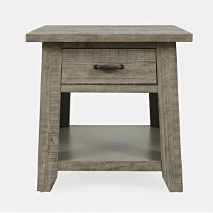 Jofran - Telluride Rustic Distressed Acacia End Table with Storage, Driftwood Grey - 2230-13