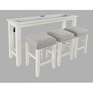 Jofran - Urban Icon 4 Piece Counter Height Dining Table Set with USB Charging - White - 2000-66