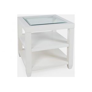 Jofran - Urban Icon Glass Inlay End Table with Storage - White - 2000-3