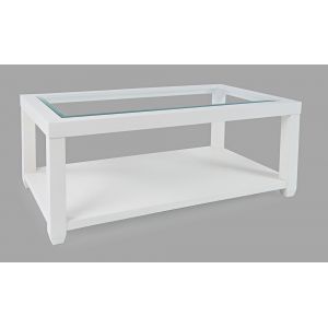 Jofran - Urban Icon Rectangular Glass Inlay Coffee Table - White - 2000-1