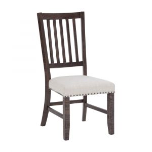 Jofran - Willow Creek Solid Pine Upholstered Slatback Chair (Set of 2) - Distressed Brown - 2021-398KD