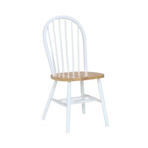 John Thomas Furniture - Dining Essentials - White/Natural Windsor Spindle Chair - C02-112