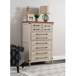 John Thomas Furniture - Farmhouse Chic - 5D Chest Bisquit & Bourbon - BD83-9005