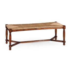 Jonathan Charles Fine Furniture - Country Farmhouse Two Seat Stool with Rush Seat - 492759-WAL