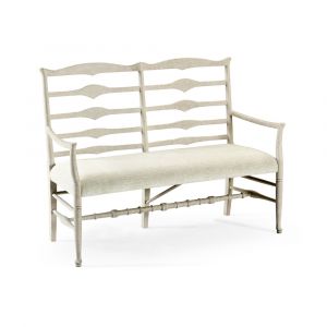 Jonathan Charles Fine Furniture - Casual Accents Whitewash Ladderback Bench, Uph - 492803-DTW-F400
