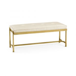 Jonathan Charles Fine Furniture - JC Modern - Luxe Gilded Iron & Cream Leather Bench - 494150-G-L014