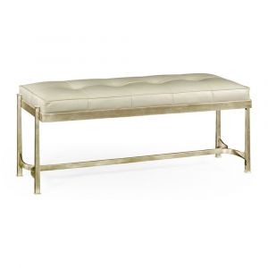 Jonathan Charles Fine Furniture - JC Modern - Luxe Silver Iron & Cream Leather Bench - 494150-S-L014