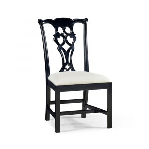 Jonathan Charles Fine Furniture - Reimagined Spark Chippendale Black Side Chair - 493330-SC-BLA-F053