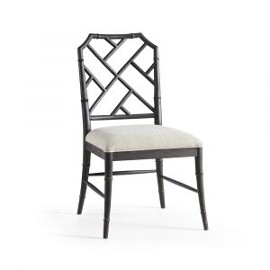 Jonathan Charles Fine Furniture - Timeless Saros Chippendale Bamboo Side Chair in Ebonized Black - 003-2-121-EBO