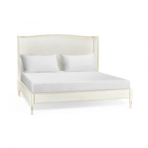 Jonathan Charles Fine Furniture - White Antisolar Upholstered Shelter King Bed - 002-1-130-CHK