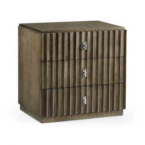 Jonathan Charles Fine Furniture - Gatsby - Dark Grey Walnut and Stainless Steel Reeded Nightstand - 500329-WGE-STS