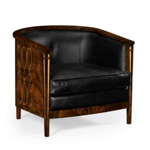 Jonathan Charles Fine Furniture - Knightsbridge Knightbridge Tub Chair with Black Leather - 495196-BMA-L012