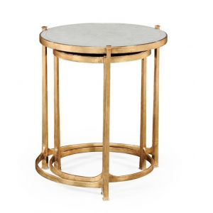 Jonathan Charles Fine Furniture - Luxe Eglomise and Gilded Iron Round Nest of Tables - 494141-G