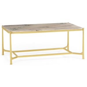 Jonathan Charles Fine Furniture - Luxe Rectangular Solid Brass and Blanco Equador Marble Top Coffee Table - 500044-BRH-M001 - CLOSEOUT
