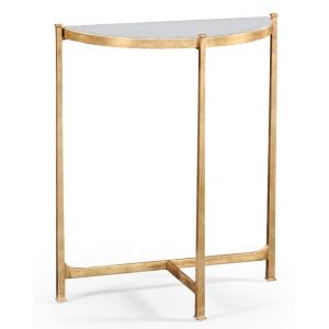 Jonathan Charles Fine Furniture - Luxe Small Eglomise and Gilded Iron Demilune Console Table - 494180-G