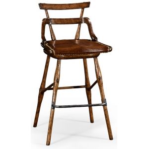 Jonathan Charles Fine Furniture - Sherwood Oak Oak Barstool with Studded Leather Side Seat - 494315-SC-TDO