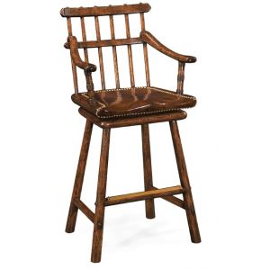 Jonathan Charles Fine Furniture - Sherwood Oak Rustic Dark Oak Arms Barstools - 493448-AC-TDO
