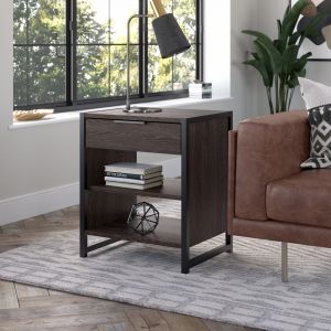 Kathy Ireland Home - Atria Small End Table with Drawer and Shelves in Charcoal Gray - ARS119CR-Z