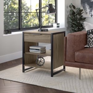 Kathy Ireland Home - Atria Small End Table with Drawer and Shelves in Modern Hickory - ARS119MH-Z