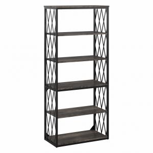 Kathy Ireland Home - City Park Industrial 5 Shelf Bookcase in Dark Gray Hickory - CPB172GH-03