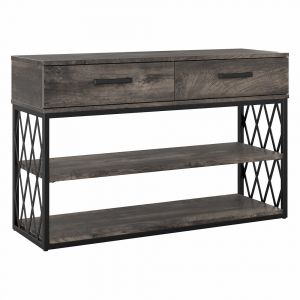 Kathy Ireland Home - City Park Industrial Console Table with Drawers and Shelves in Dark Gray Hickory - CPT148GH-03