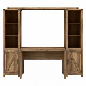 Kathy Ireland Home - Cottage Grove 48W Writing Desk with 2 Narrow Bookshelves and Bridge in Reclaimed Pine - CGR010RCP