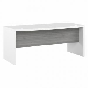 Kathy Ireland Home - Echo 72W Bow Front Desk in Pure White and Modern Gray - KI60509-03