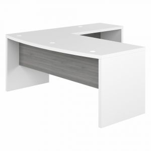Kathy Ireland Home - Echo 72W Bow Front L Shaped Desk in Pure White and Modern Gray - ECH053WHMG