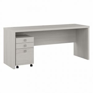 Kathy Ireland Home - Echo 72W Computer Desk with 3 Drawer Mobile File Cabinet in Gray Sand - ECH047GS