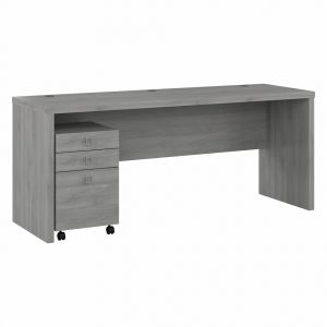 Kathy Ireland Home - Echo 72W Computer Desk with 3 Drawer Mobile File Cabinet in Modern Gray - ECH047MG