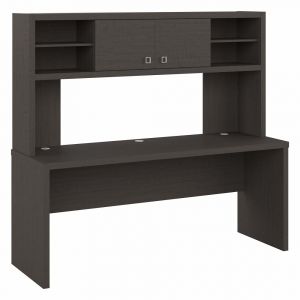 Kathy Ireland Home - Echo 72W Computer Desk with Hutch in Charcoal Maple - ECH056CM