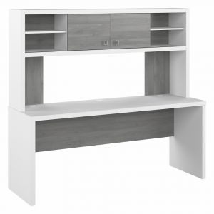 Kathy Ireland Home - Echo 72W Computer Desk with Hutch in Pure White and Modern Gray - ECH056WHMG