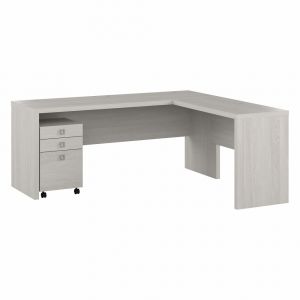 Kathy Ireland Home - Echo 72W L Shaped Computer Desk with 3 Drawer Mobile File Cabinet in Gray Sand - ECH050GS