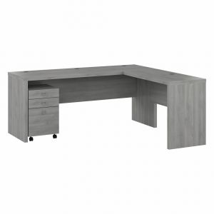 Kathy Ireland Home - Echo 72W L Shaped Computer Desk with 3 Drawer Mobile File Cabinet in Modern Gray - ECH050MG