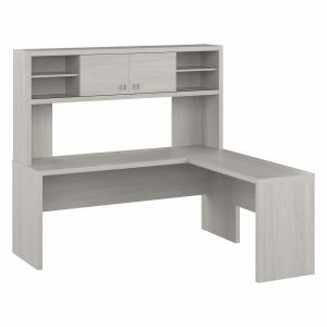 Kathy Ireland Home - Echo 72W L Shaped Computer Desk with Hutch in Gray Sand - ECH057GS