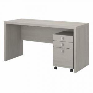 Kathy Ireland Home - Echo Credenza Desk with Mobile File Cabinet in Gray Sand - ECH003GS