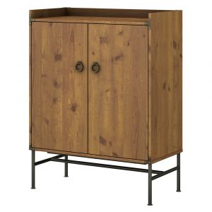 Kathy Ireland Home - Ironworks Storage Cabinet with Doors in Vintage Golden Pine - KI50109-03