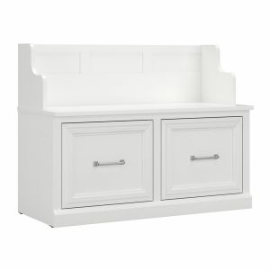 Kathy Ireland Home - Woodland 40W Entryway Bench with Doors in White Ash - WDL005WAS